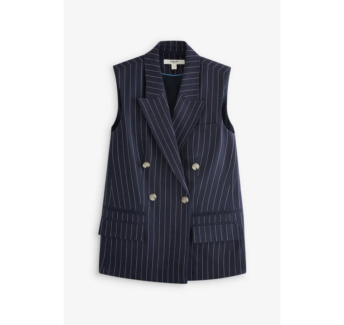 NEXT Jackenblazer Zweireihiger, ärmelloser Blazer mit Streifen (1-tlg)