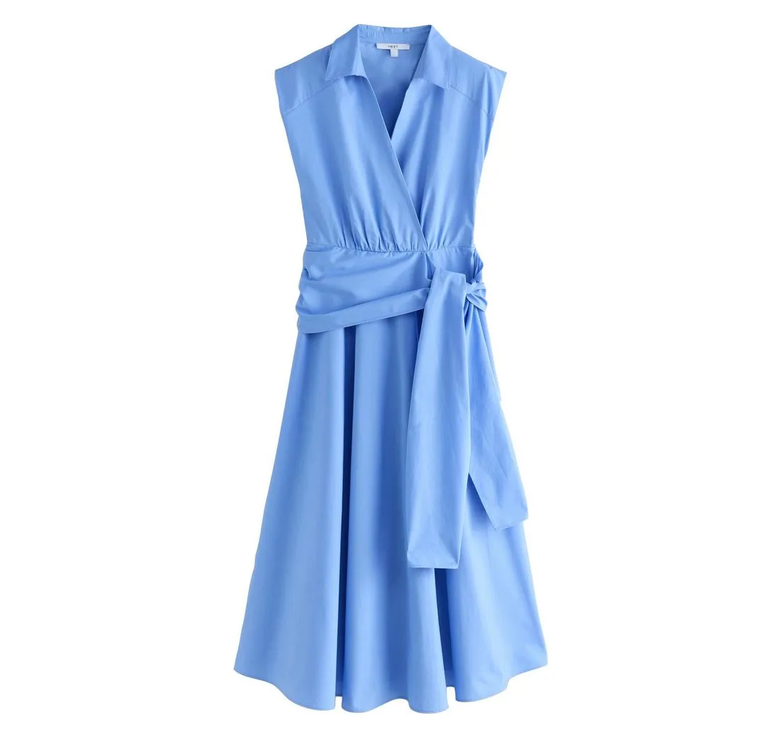 NEXT Midikleid Kleid mit Flügelärmeln und Bindegürtel (1-tlg)