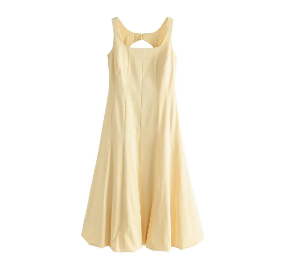 NEXT Midikleid Midikleid mit Kastenausschnitt und Ballonsaum (1-tlg)