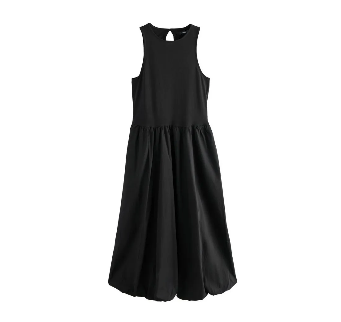NEXT Midikleid Ärmelloses Racer-Midikleid + Ballonsaum, Kurzgröße (1-tlg)