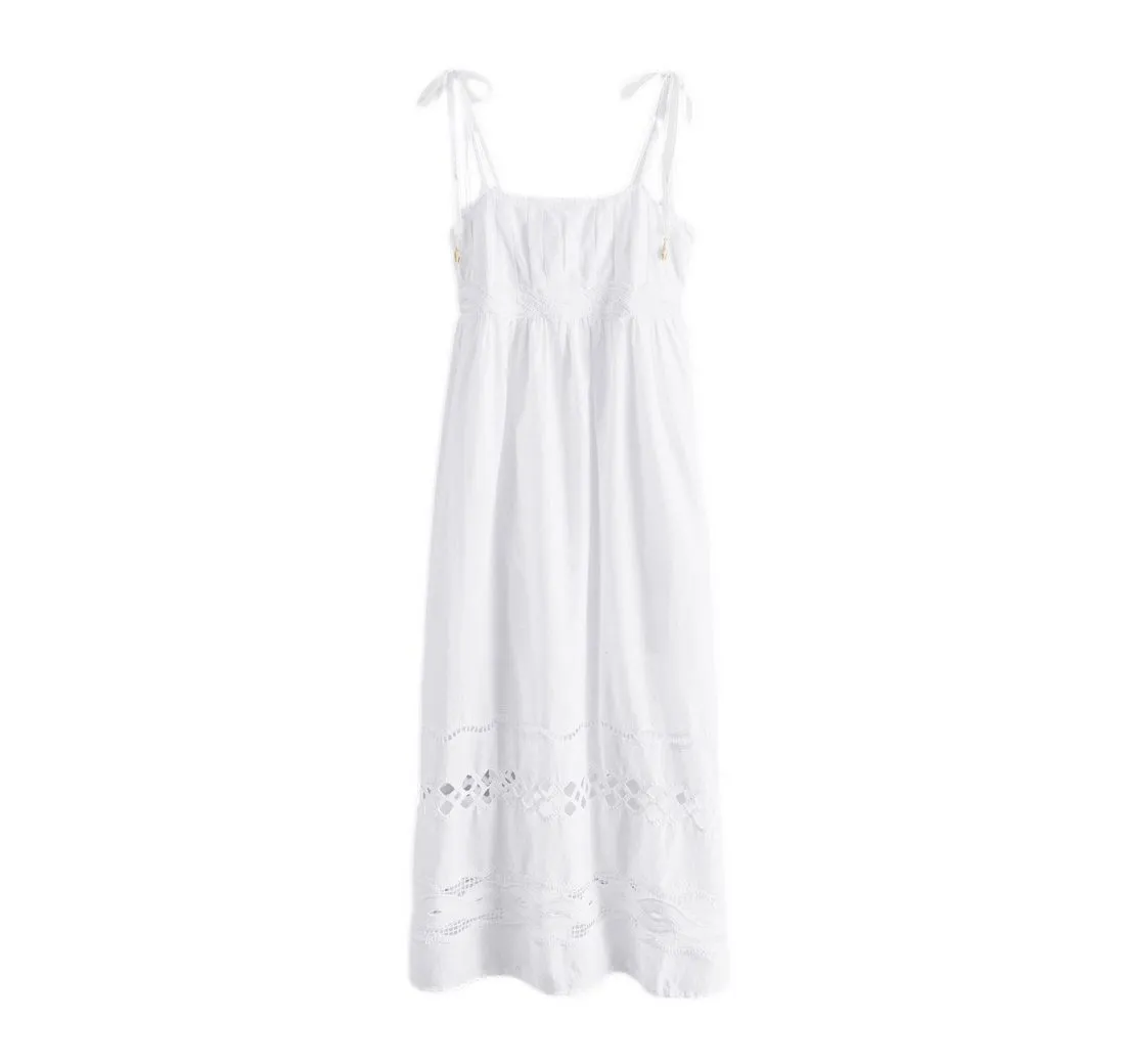NEXT Midikleid Strukturiertes Bandeau-Midikleid aus Baumwolle (1-tlg)