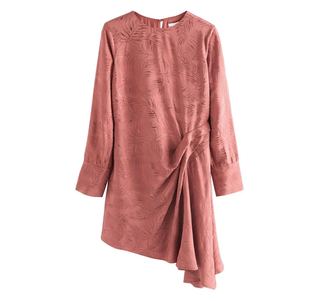 NEXT Minikleid Drapiertes asymmetrisches Langarm-Minikleid (1-tlg)