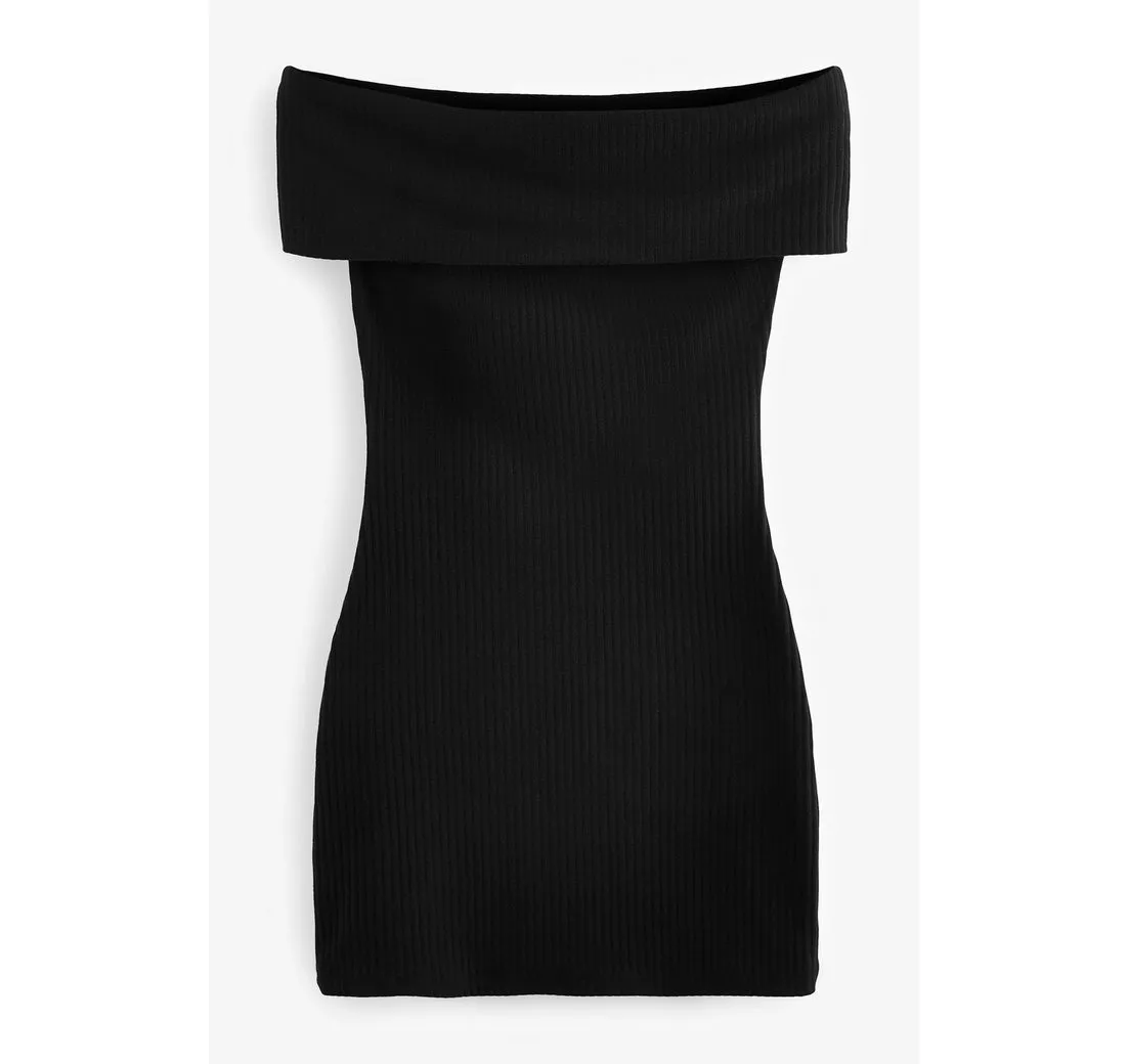 NEXT Minikleid Geripptes Bardot-Minikleid (1-tlg)