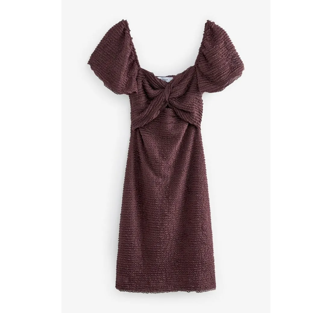 NEXT Minikleid Strukturiertes Minikleid mit Puffärmeln (1-tlg)