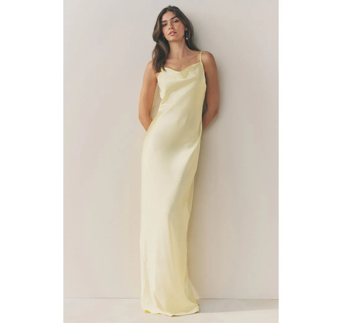 NEXT Satinkleid Langes Satin-Brautjungfernkleid Rückenausschnitt (1-tlg)