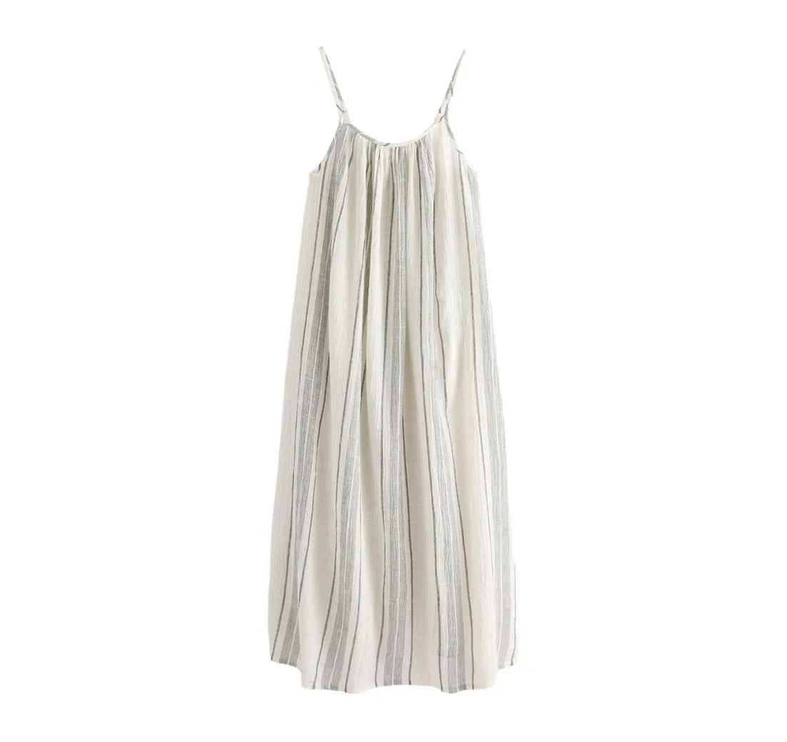 NEXT Strandkleid Weites Maxikleid aus 100 % Baumwolle, Kurzgröße (1-tlg)