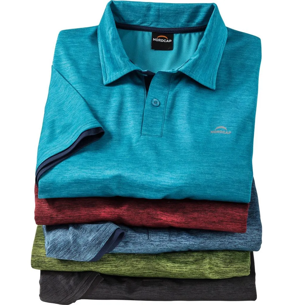 NORDCAP Funktionsshirt (5er-Pack) schnelltrocknend und atmungsaktiv mit modischem Polokragen