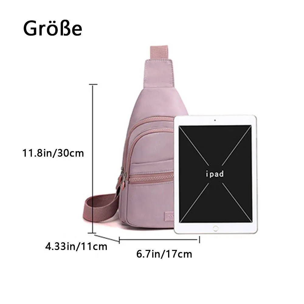 OKWISH Schultertasche Brusttasche Sling Crossbody Umhängetasche (Handytasche Sporttasche Reiserucksack, Groß, Unisex, Anti-Diebstahl, 30 x 17 x 11 cm, mit Geldgürtel), für Damen Herren Schule Freizeit Outdoor