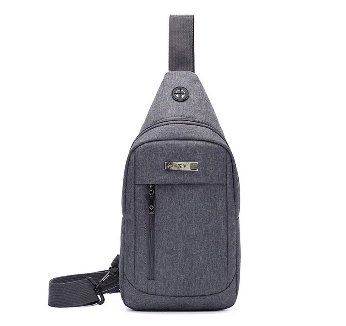 OKWISH Schultertasche Brusttasche Sling Schulter Rucksack Rucksäcke Crossbody Umhängetasche (Herren Damen Geldgürtel Sport Tasche Groß 20 x 32 x 12 cm, 1-tlg., Handytasche, Unisex, mit Kopfhörer-Loch, Sporttasche), für Outdoor Camping Reisen Wandern Radfahren Multipurpose Tagepacks