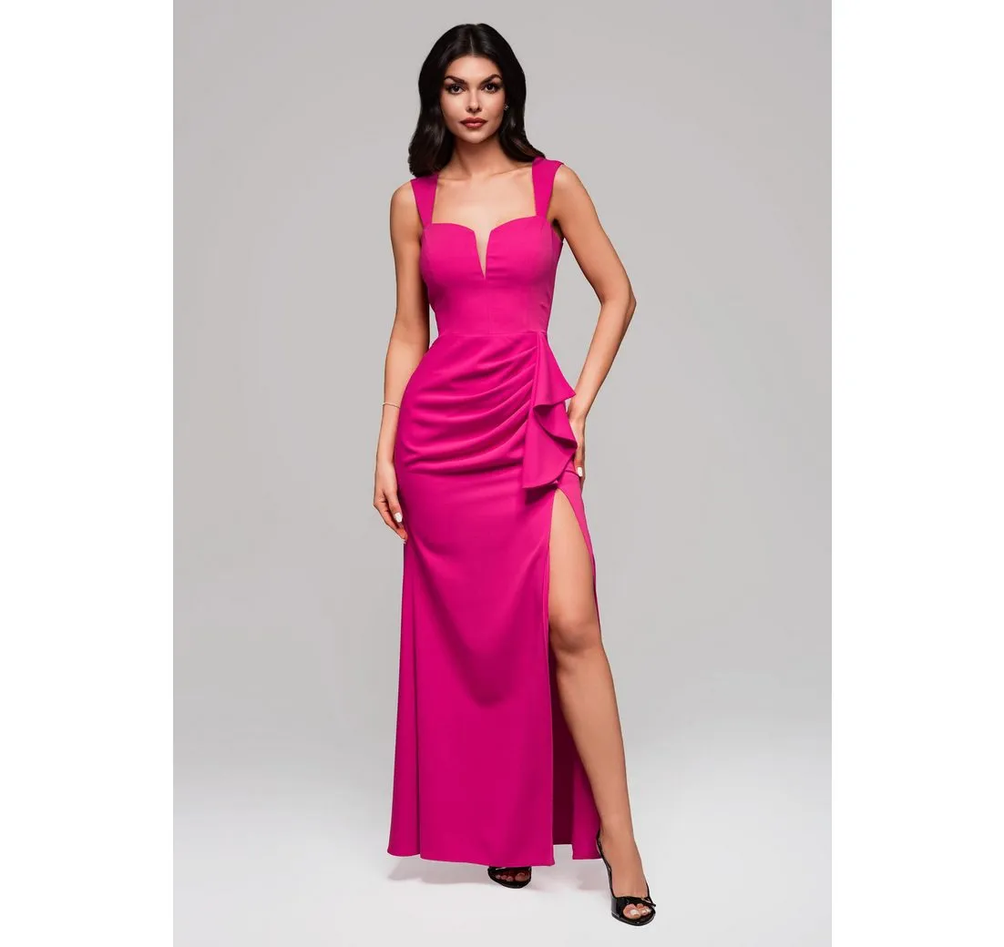 OMBRE Abendkleid Elegantes Maxikleid mit V-Ausschnitt und Drapierung Hoher Schlitz auf der Seite