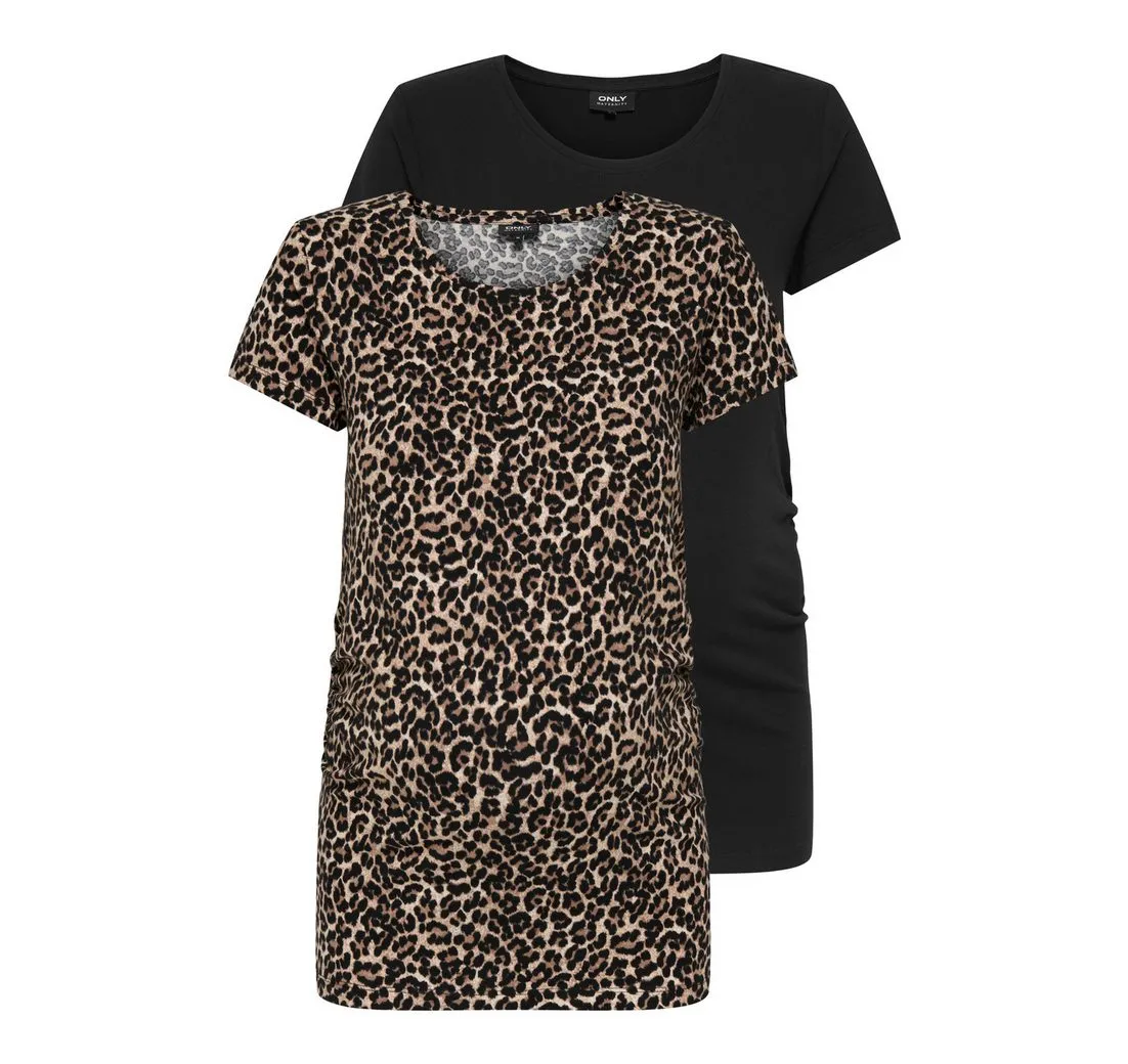 ONLY MATERNITY Umstandsshirt OLMLOVELY S/S ONECK AOP TOP 2PCK JRS NOO (Packung, 2-tlg)