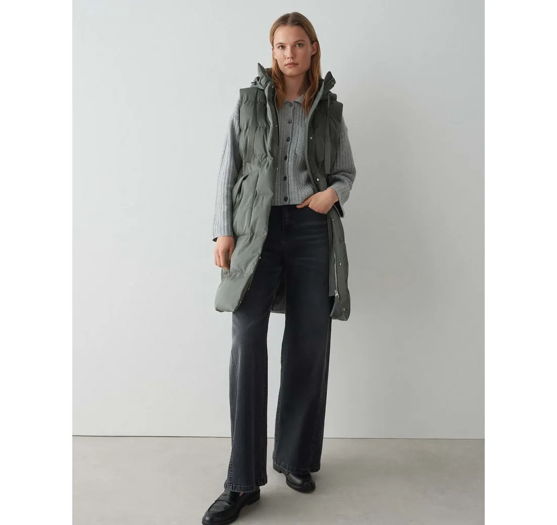 OPUS Steppweste WALMA mit Kapuze knielang, aufgesetzte Taschen vorne, verdeckter Reißverschluss