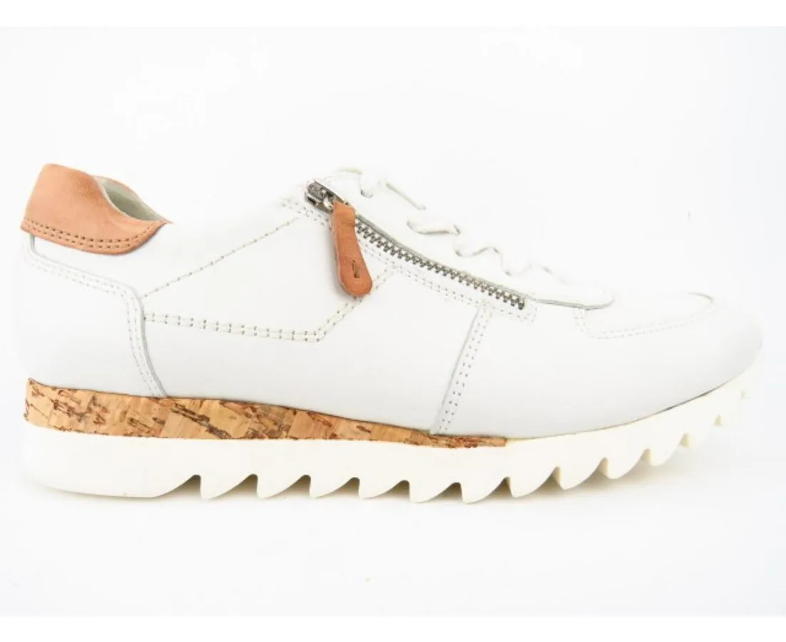 PAUL GREEN Calf weiss/cuoio Kork Sneaker