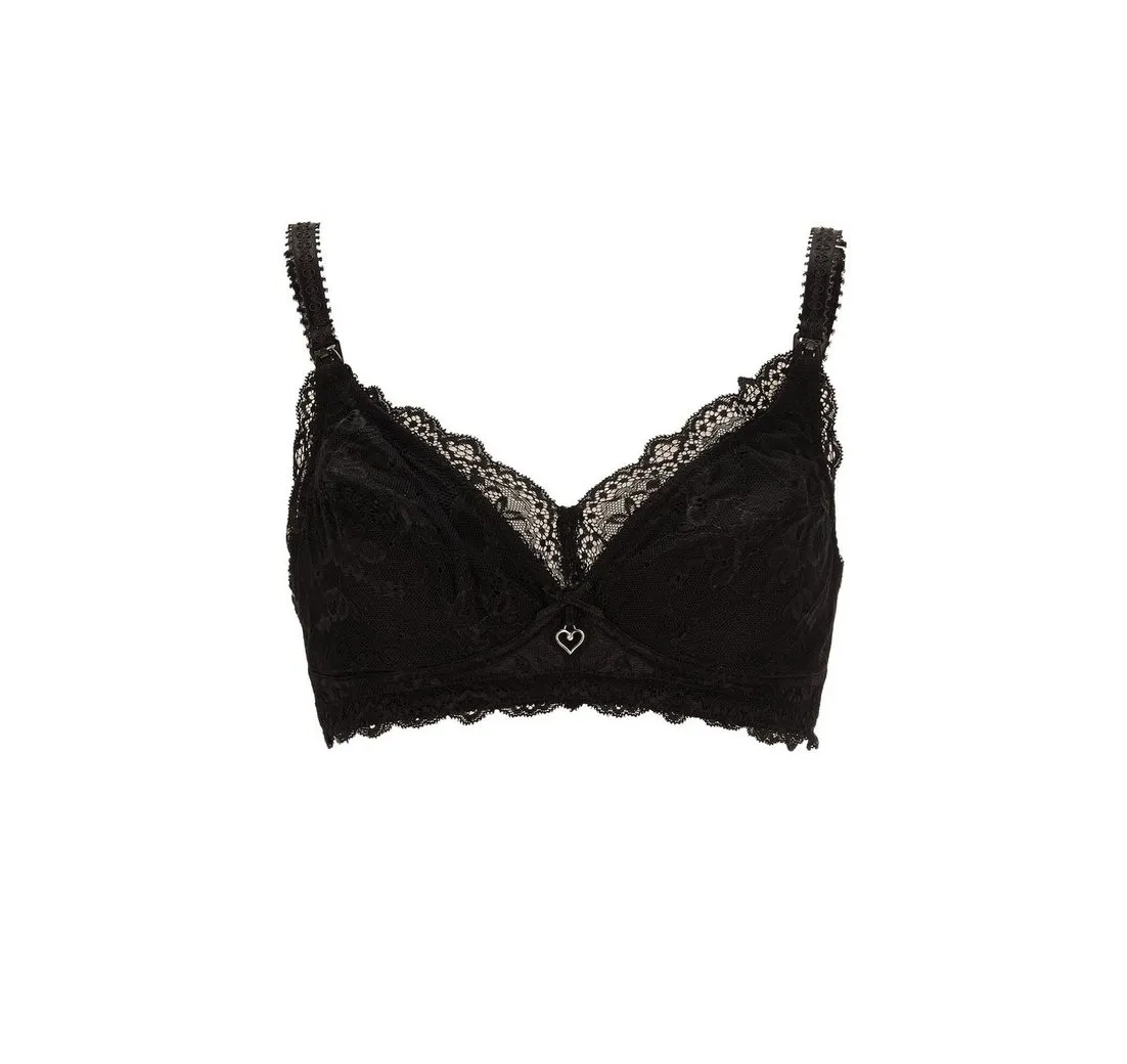 PETIT AMOUR Still-BH EMILIA aus schwarzer Spitze, ohne Bügel, Körbchen C/D/E Cups (1-tlg) 5-fach verstellbare Unterbrustweite, BH mit speziellen Still-Clips