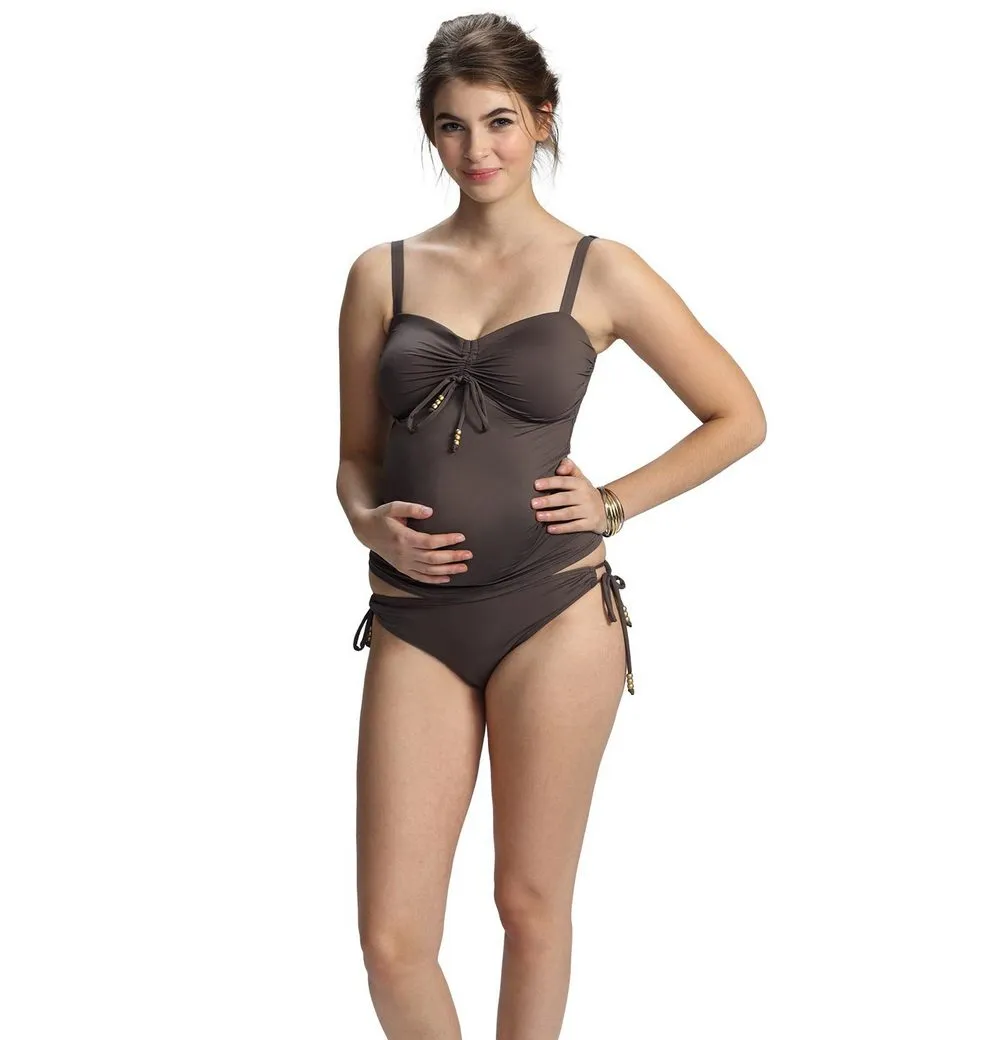 PETIT AMOUR Umstands-Tankini Umstandsbademode CAMERON_bronzé maternity swimwear Bademode schwanger Design made in Hamburg, stylish &bequem, mitwachsend