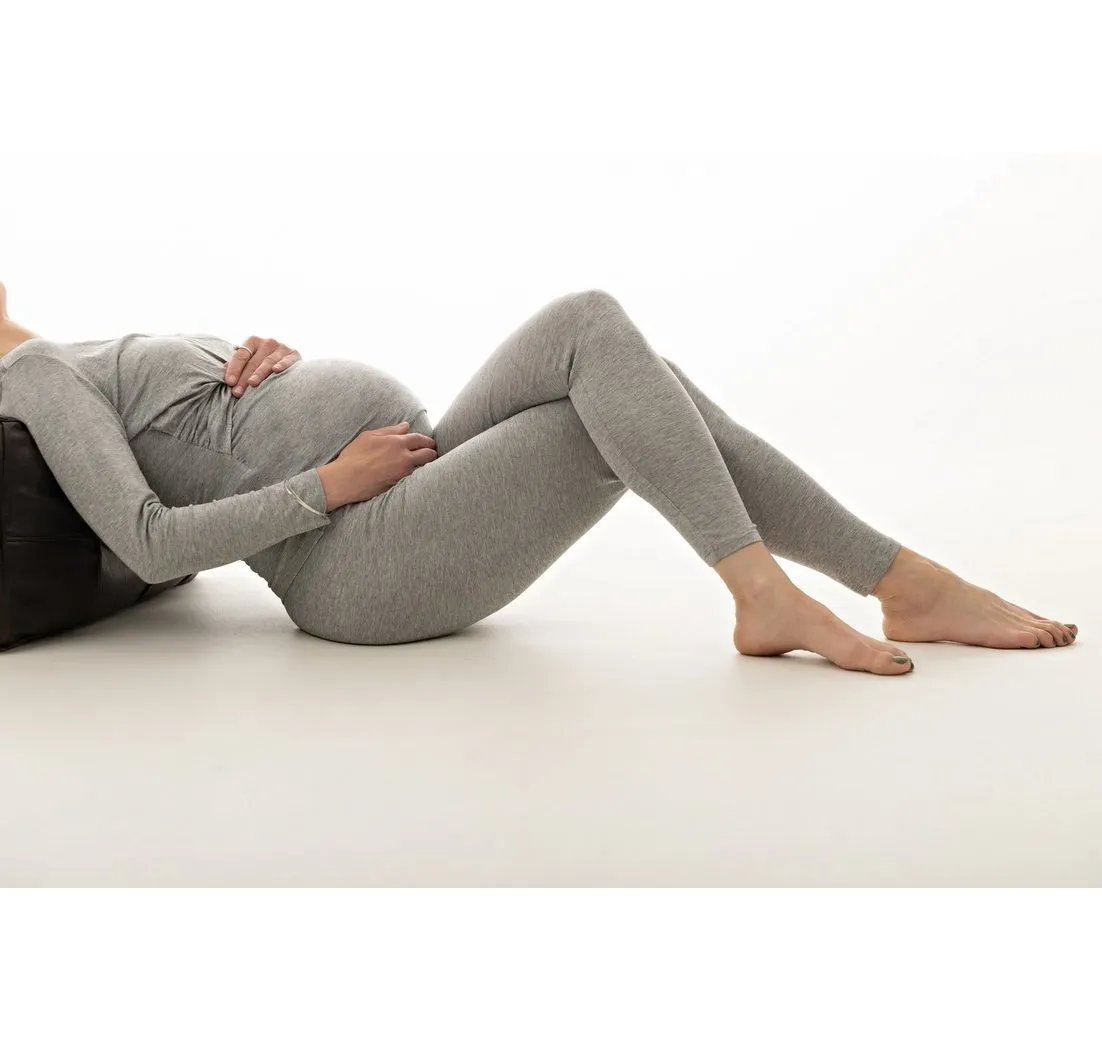 PETIT AMOUR Umstandsleggings GILA Umstandsmode Schwangerenhose Grau Yoga Sportleggings (Packung, 1-tlg) mit elastischem Bund