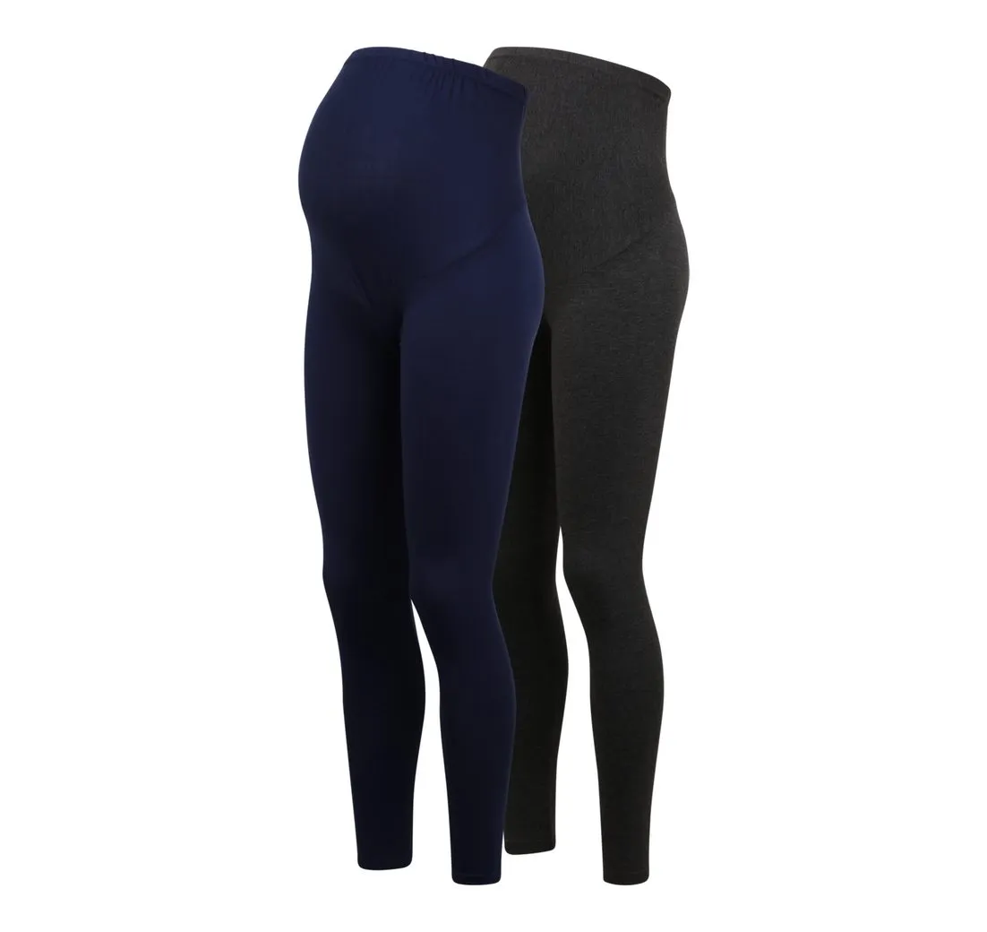 PETIT AMOUR Umstandsleggings JULIA 2 Schwangerschaftshosen, lang, Umstandsmode Umstandshosen (2er Pack Set, 2-tlg., mit integriertem Gummibund zum Mitwachsen) mit elastischem Bund und langem Bein