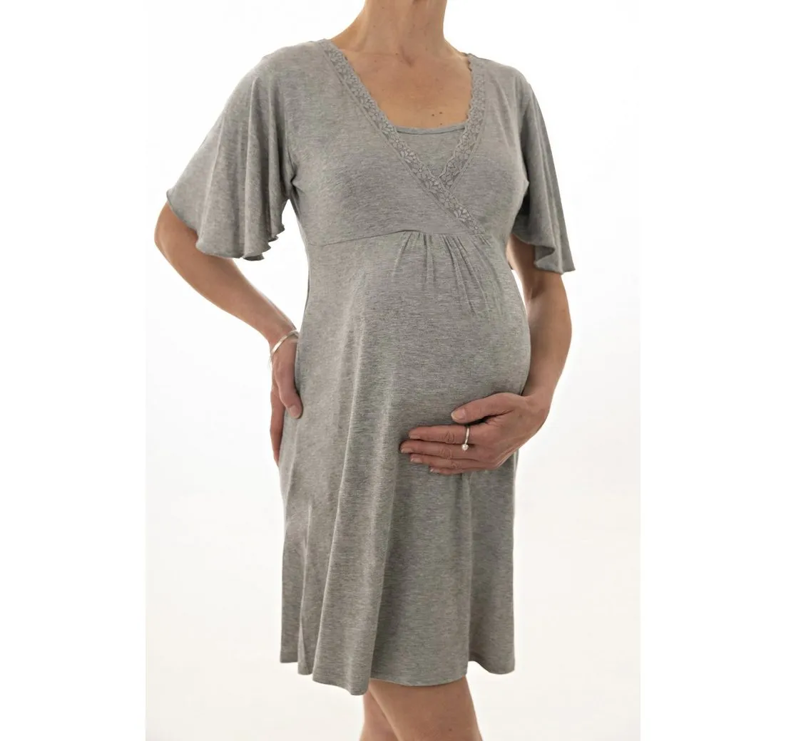 PETIT AMOUR Umstandsnachthemd GILBERTA Umstandskleid Stillnachthemd Kleid schwanger Stillkleid Jerseykleid bequem zu tragen