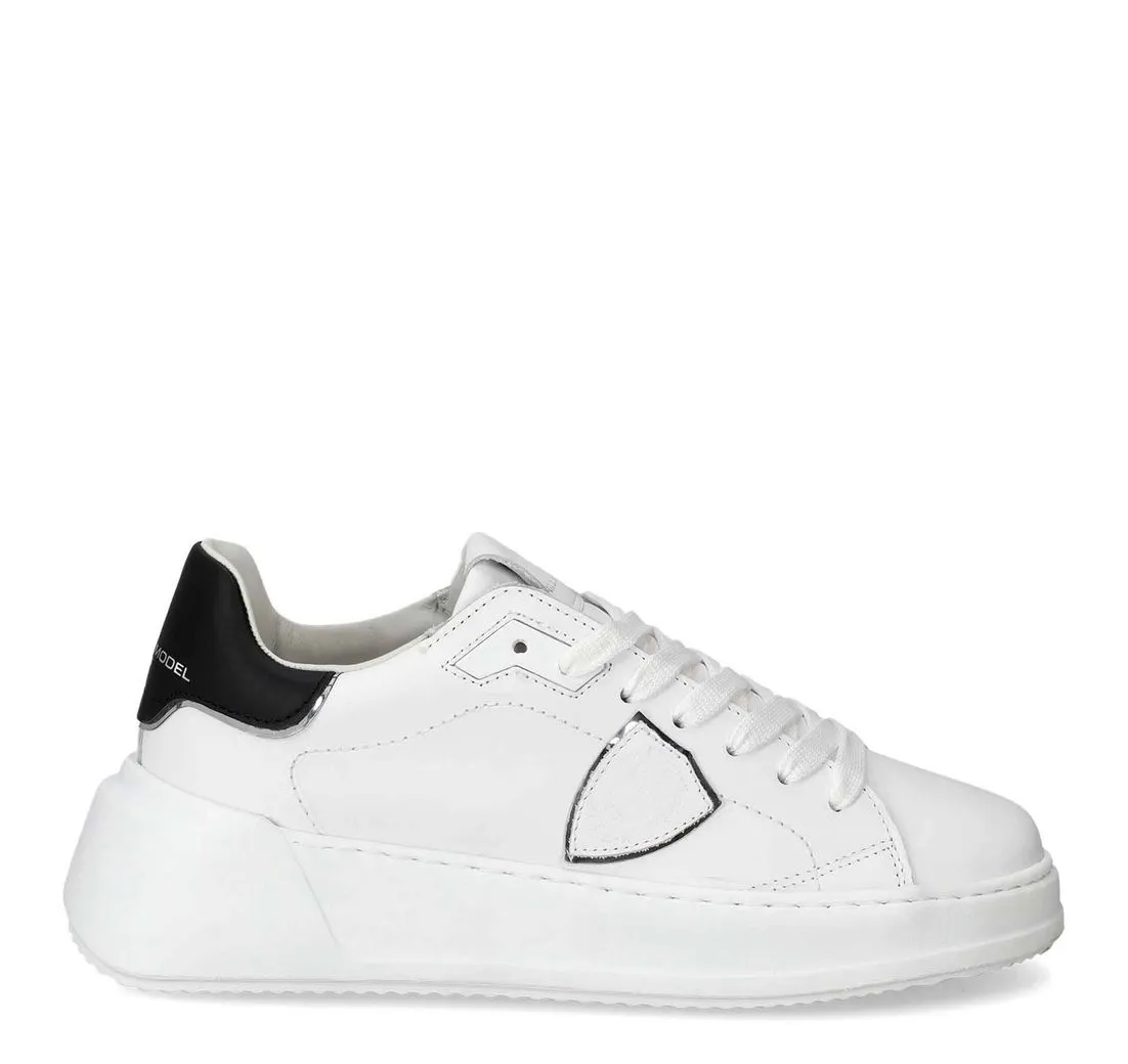 PHILIPPE MODEL Sneaker TRES TEMPLE Veau Blanc Noir V010 Sneaker