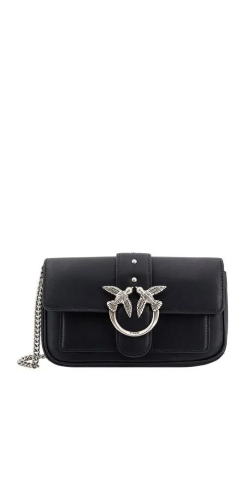 PINKO Handtasche Pinko Love Birds Umhängetasche schwarz silber