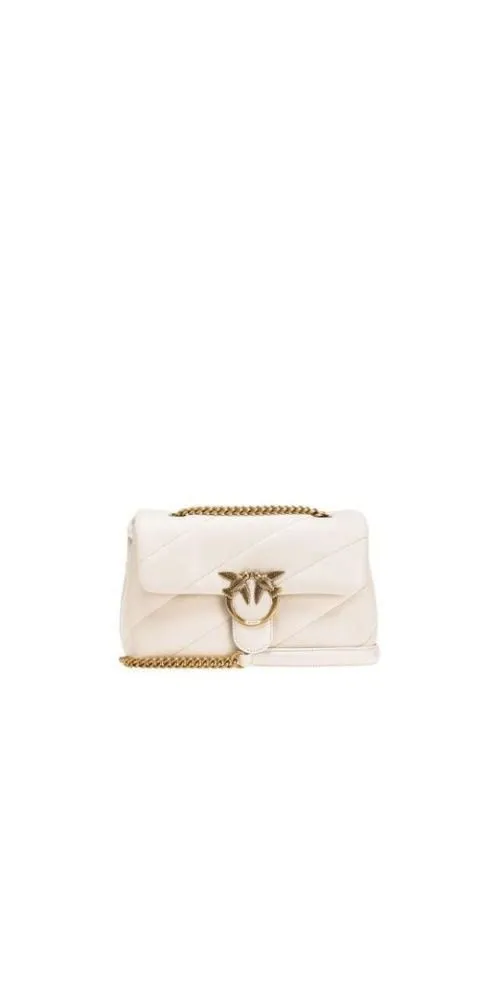 PINKO Handtasche PINKO Umhängetasche mit breiter Schrägsteppung weiß