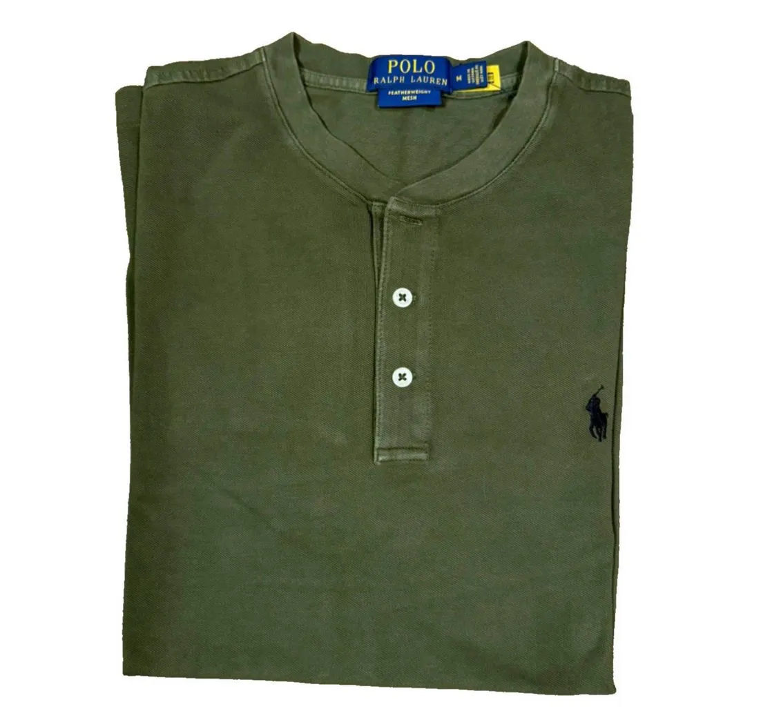POLO RALPH LAUREN Longsleeve Featherweight Mesh Henley Opa Langarmshirt Shirt Sofortige Authentifizierung über das Ralph Lauren-System möglich