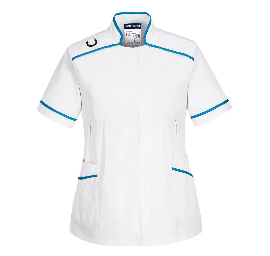 PORTWEST Umstandstunika Medizinische Umstandstunika Weiß/Aqua LW22