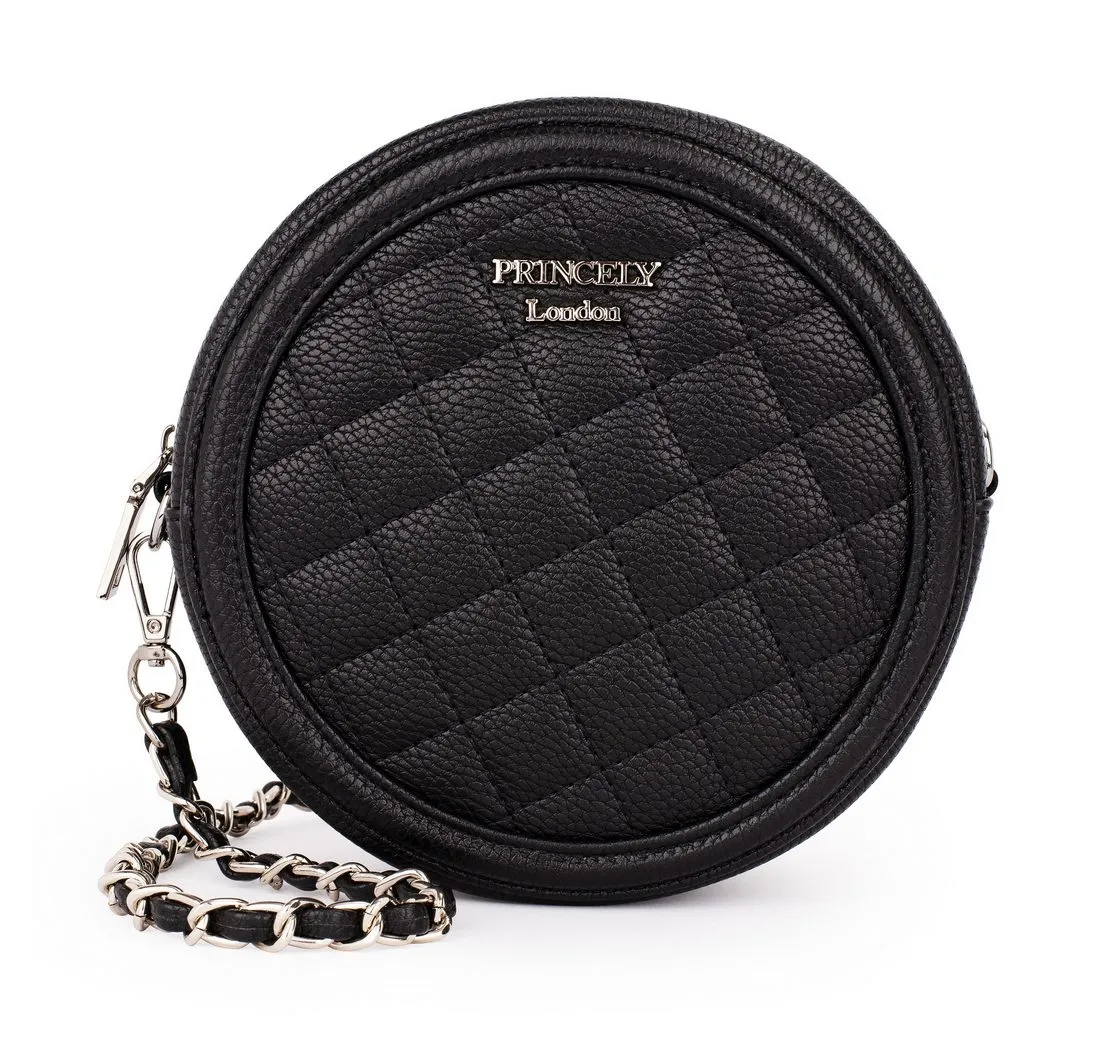 Princely London Schultertasche POLLY - Kompakte runde Handtasche für alles wichtige