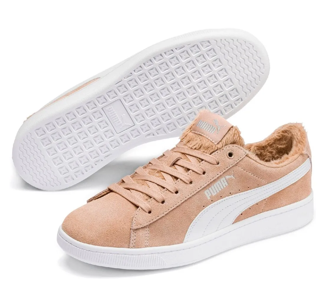 PUMA TEC PUMA Puma Vikky v2 Fur NOUGAT-PUMA WHITE-PUMA SILVER Sneaker