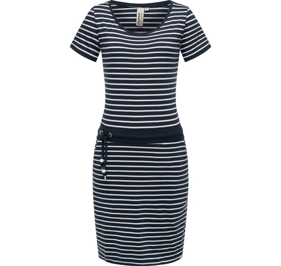 RAGWEAR Sommerkleid Baomi gestreiftes Damen Minikleid mit Taillenkordel und Taschen