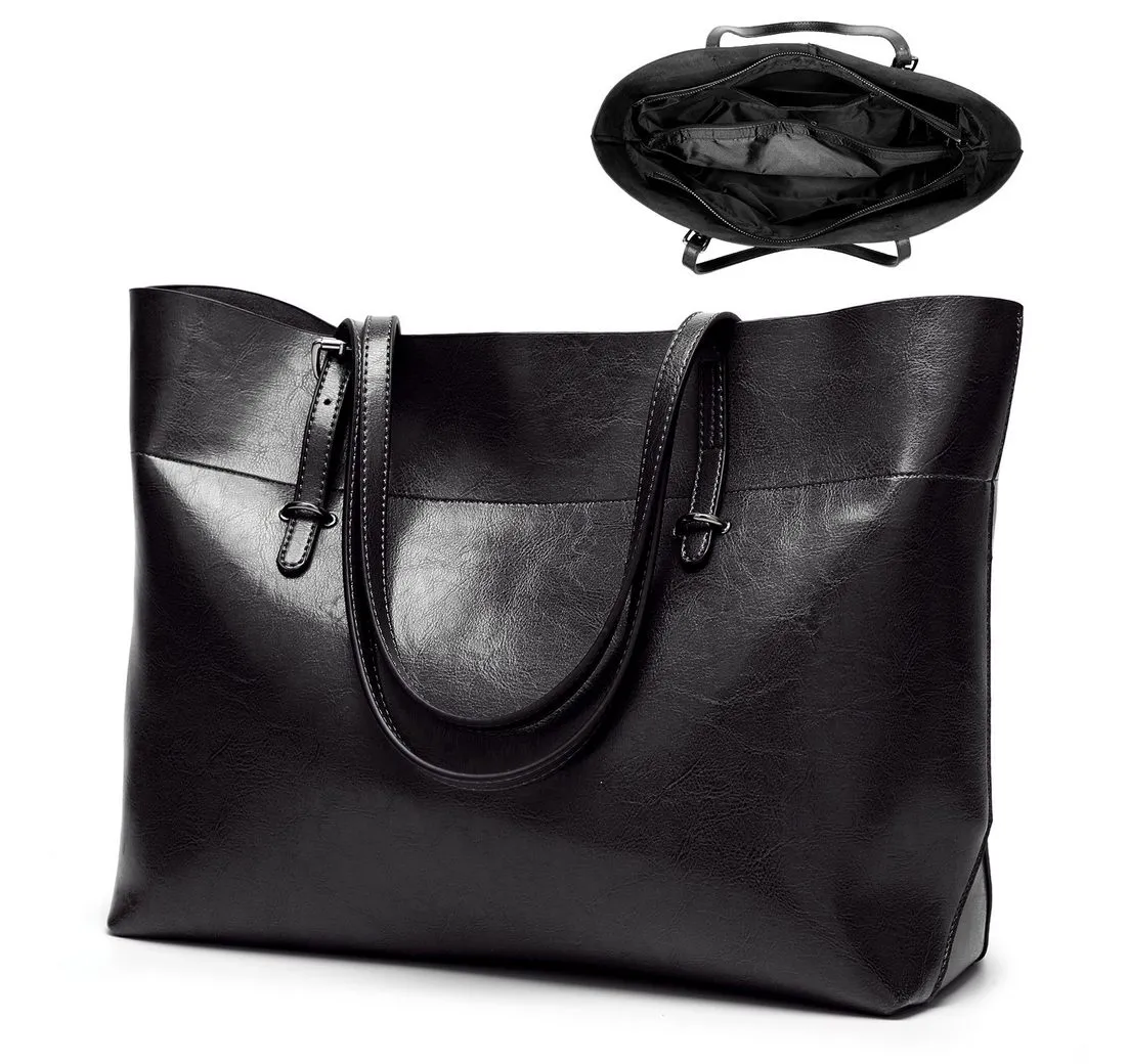 REDOM Handtasche Damen Henkeltasche Freizeittasche Tragetasche Tasche Vintage (Kunstleder Schultertasche Arbeitstasche Ledertasche Laptoptasche Shopper , Unitasche, Top Griff, 35x27x13 cm), für Damen Jungen Freizeit Arbeit Business Schule Büro Reisen