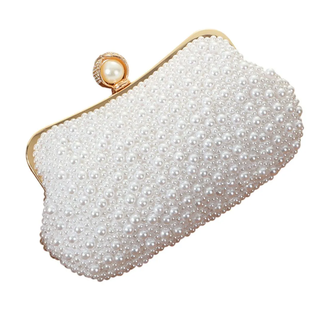 Refttenw Abendtasche Damen Clutch Elegante Handtasche mit Perlen, Kette Abnehmbar, für Hochzeit Formelle Cocktail Party