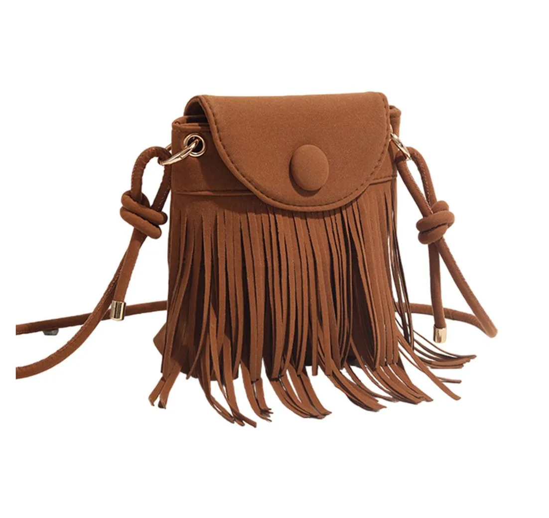 Refttenw Fransentasche Damen Boho Schultertasche,Handytasche, kleine Quaste Crossbody