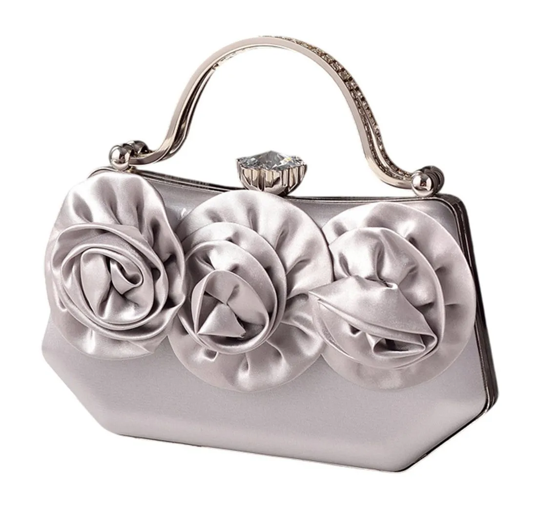 Refttenw Handtasche Abendtasche aus Seide, Partytasche mit Blumenmuster,Umhängetasche