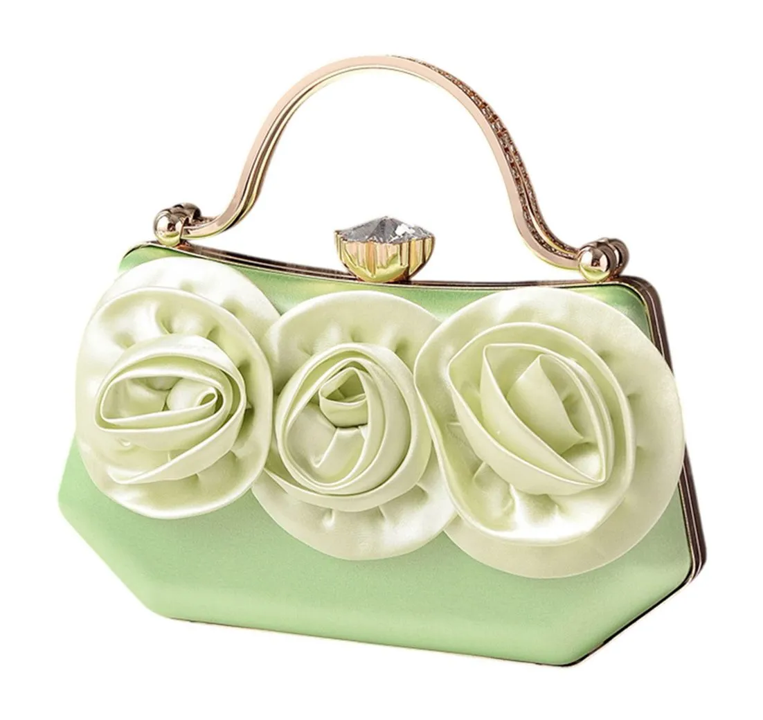 Refttenw Handtasche Abendtasche aus Seide, Partytasche mit Blumenmuster,Umhängetasche