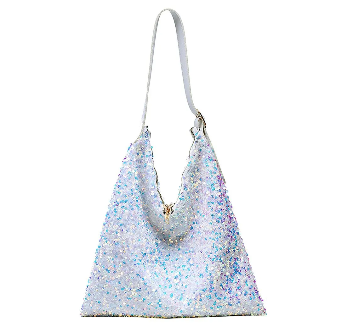 Refttenw Handtasche Pailletten Handtasche,Unterarm Tasche,V-Typ-Damenhandtasche, einstellbar