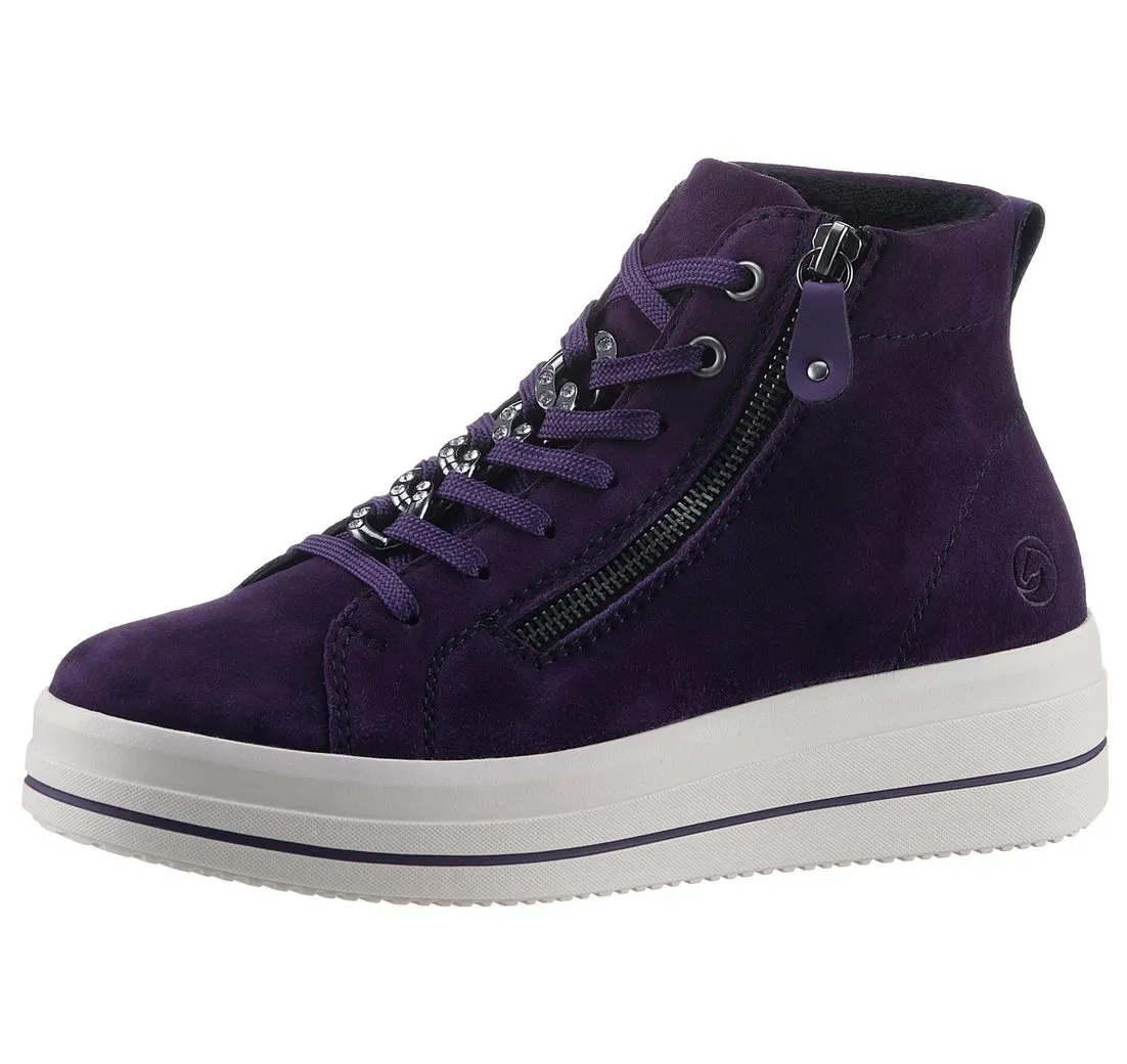 REMONTE Elisabeth Hurley-Collection Plateausneaker, Freizeitschuh, High-Top-Sneaker, Schnürer, seitlicher Reißverschluss