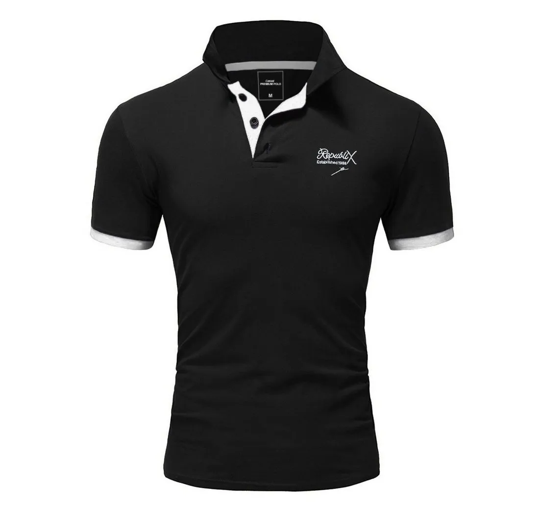 REPUBLIX Poloshirt MATEO Herren Basic Kurzarm Kontrast Polo Hemd