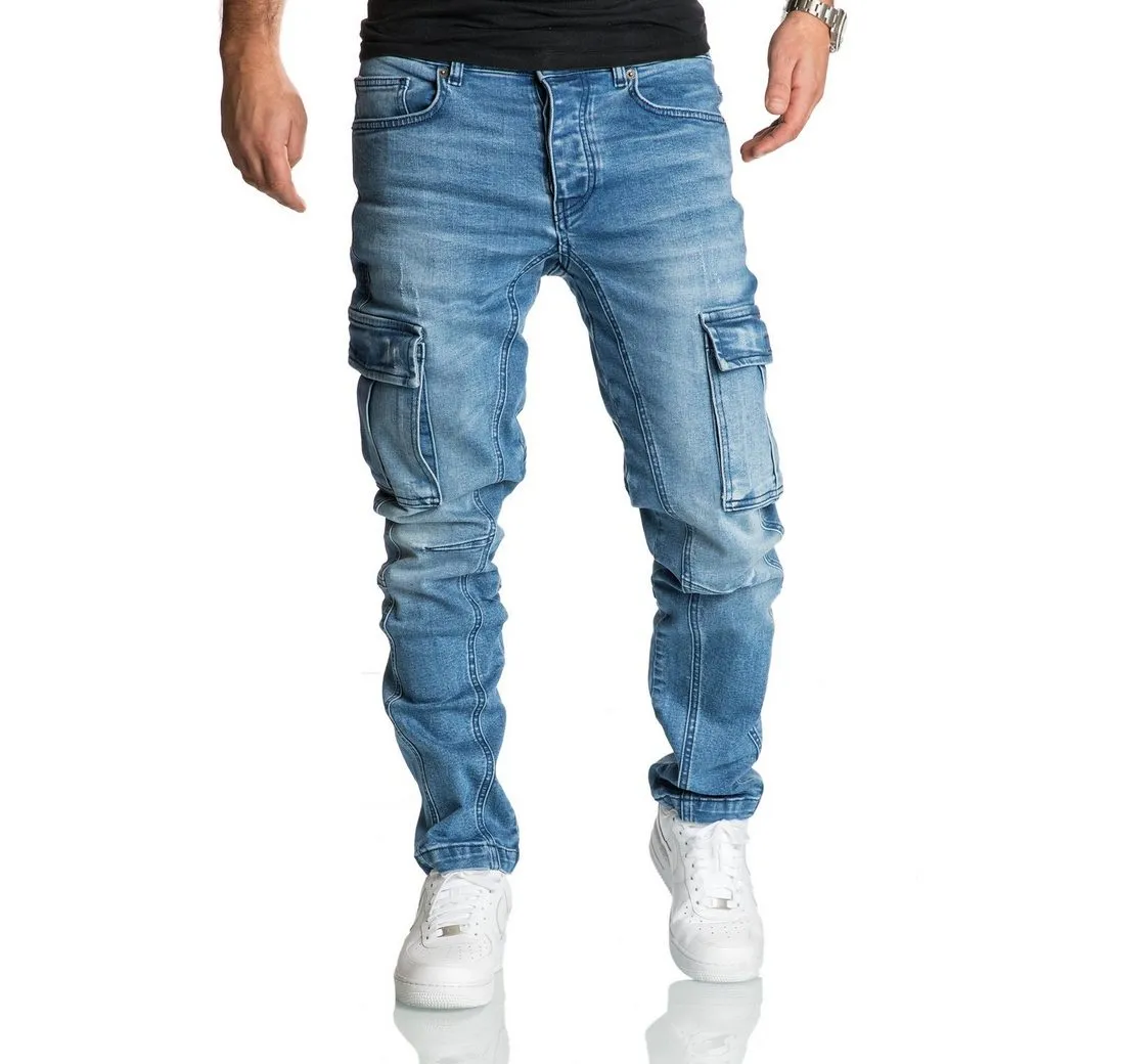 REPUBLIX Straight-Jeans WESTON Herren Regular Fit Denim Cargo Jeans Hose