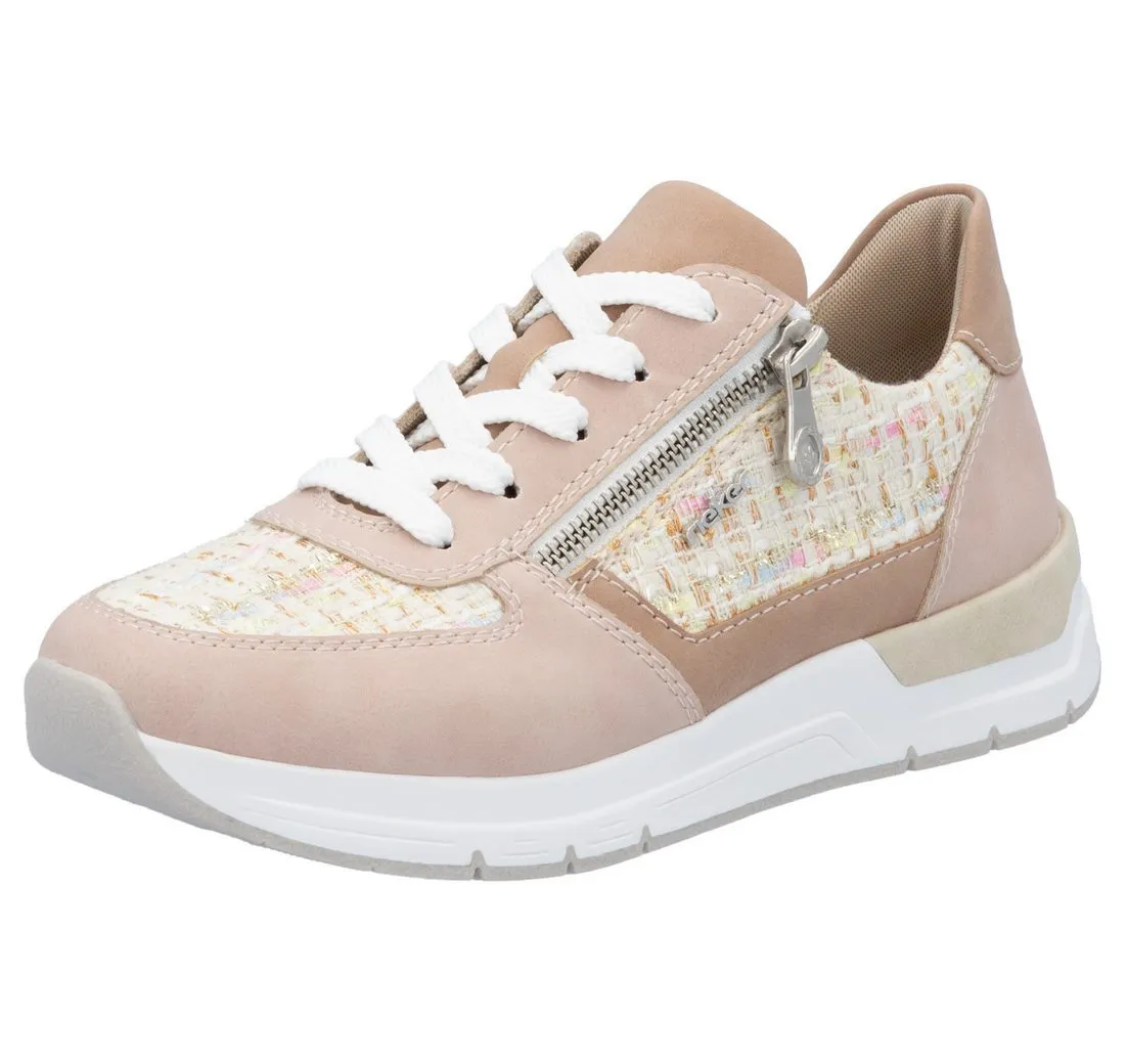 RIEKER Keilsneaker, Halbschuh, Freizeitschuh, Casual-Schnürschuh im Materialmix