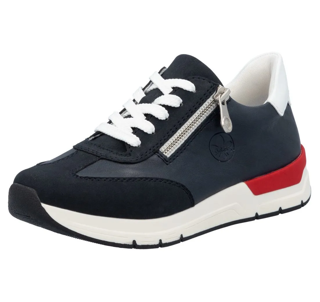 RIEKER Keilsneaker, Halbschuh, Freizeitschuh, Schnürschuh mit seiltichem Reißverschluss