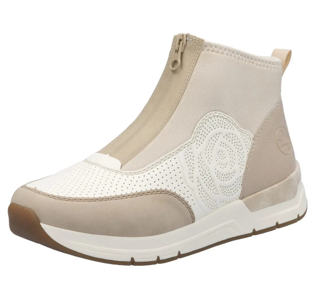 RIEKER Keilsneaker, Stiefelette, Boots, Rosenprägung, mit Reißverschluss vorne