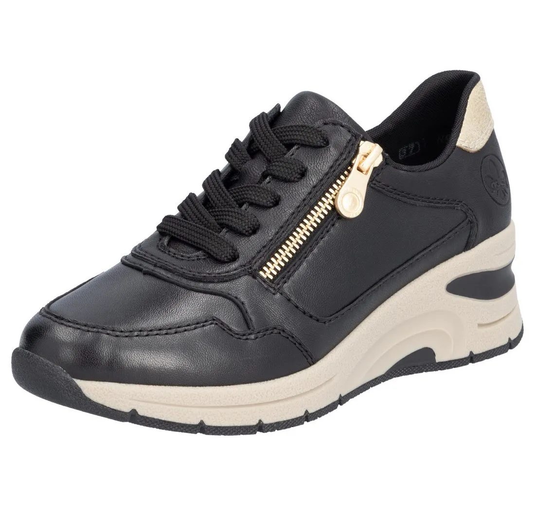 RIEKER Keilsneaker,Freizeitschuh,Halbschuh,Schnürschuh mit Reißverschluss, schmale Form