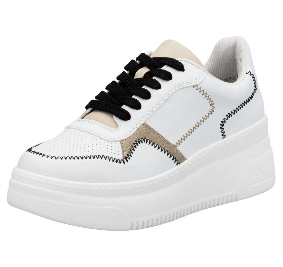 RIEKER Plateausneaker, Keilsneaker, Schnürschuh, Halbschuh mit modischen Kontrastdetails