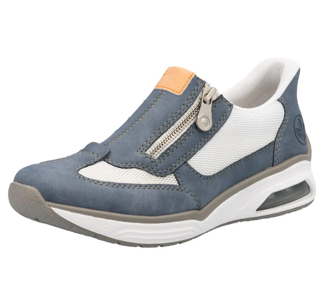RIEKER Ready2GO Slip-On Sneaker, Slipper, Halbschuh, Freizeitschuh mit seitlichem Reißverschluss