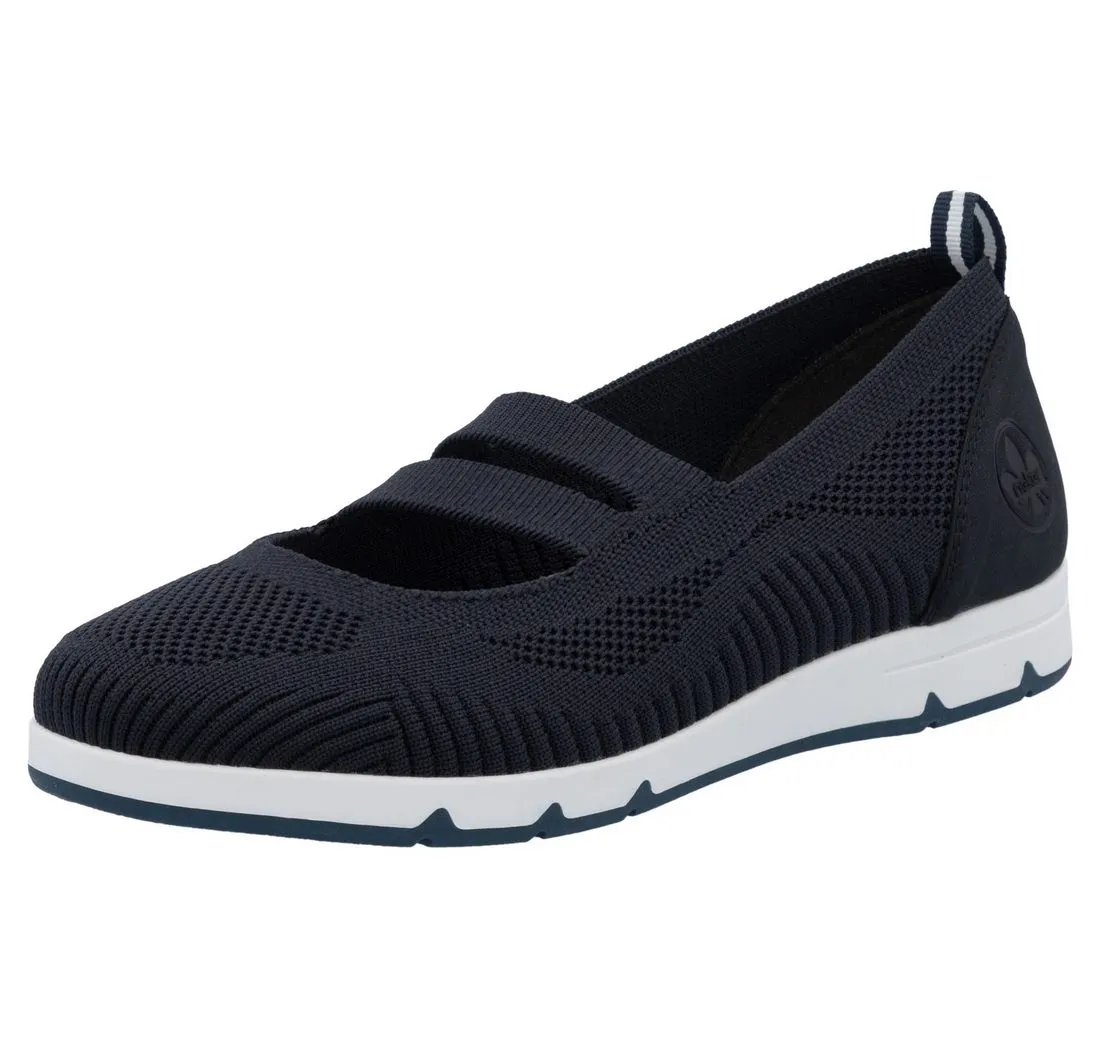 RIEKER Riemchenballerina, Schlupfschuh, Halbschuh, Slip-on Sneaker mit Gummizug