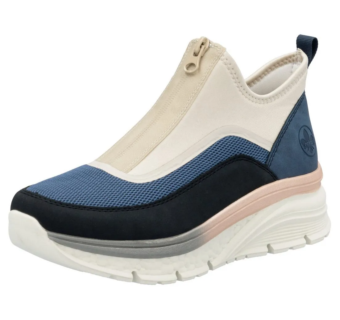 RIEKER Schlupfboots, Keilabsatz, Freizeitschuh, High Top-Sneaker, Reißverschluss