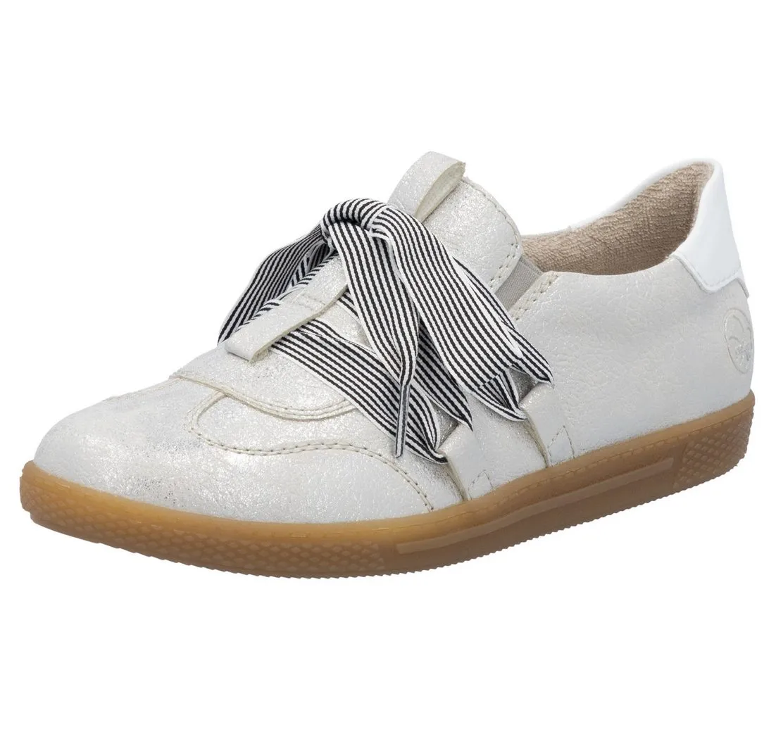 RIEKER Slip-On Sneaker, Slipper, Halbschuh, Freizeitsneaker mit modischem Schnürelement