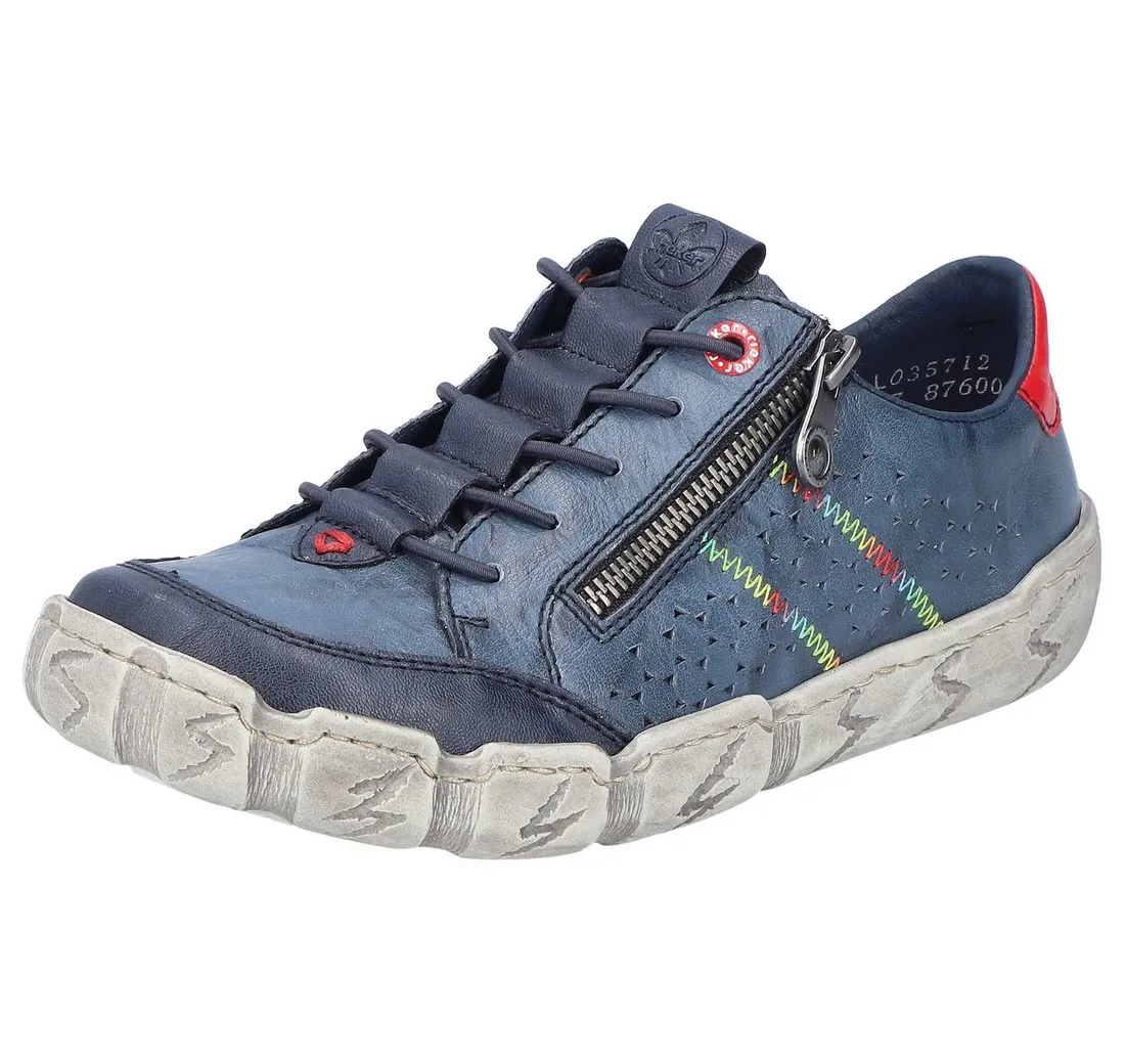 RIEKER Sneaker Freizeitschuh, Halbschuh, Schlupfschuh, mit bunter Ziernaht