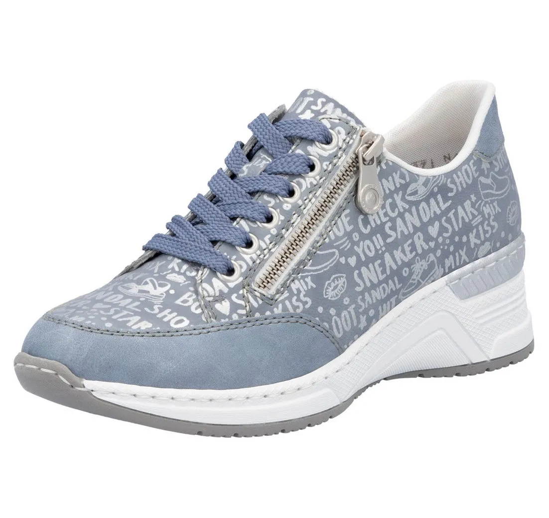 RIEKER Sneaker mit Lettern bedruckt, Freizeitschuh, Halbschuh, Schnürschuh